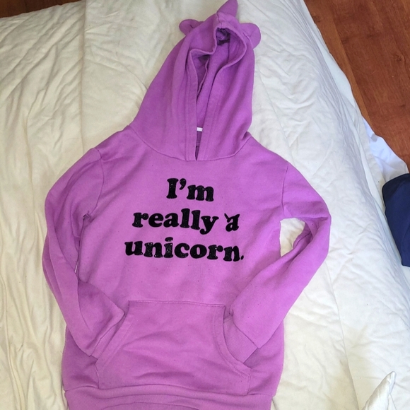 George: Girls 7/8 Purple Unicorn hoodie - Picture 1 of 5